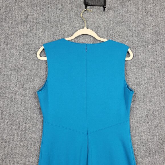 NWT CATHERINE MALANDRINO MCD60190 Turquoise Blue Split Neck Sheath Dress SIZE 10 - Picture 5 of 11